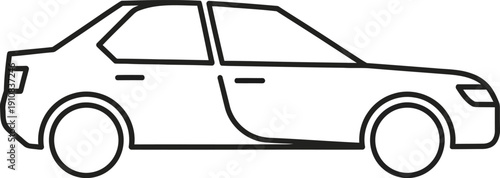 Simple Line Drawing of a Car.