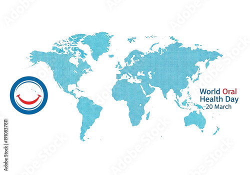 World oral health day 20 march map illustration