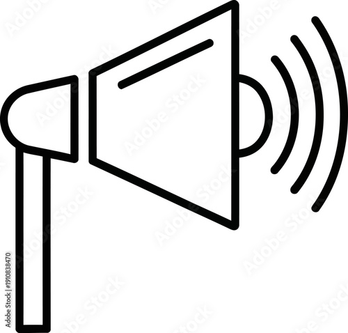 Simple Line Drawing of Megaphone Loudspeaker.