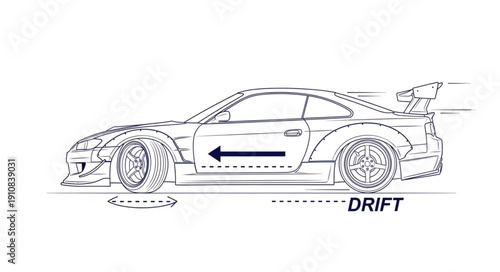 Sports Car Drifting Illustration.