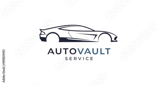 Sports Car Autovault Service Logo Design.