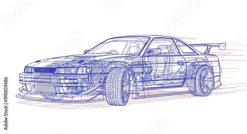 Sports Car Blueprint Design.