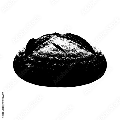 Freshly Baked Artisan Bread Loaf Isolated on White Background.