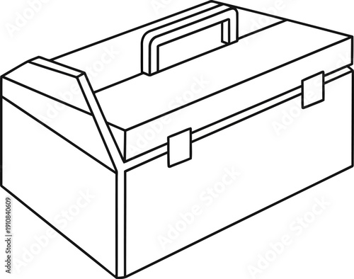 Simple Toolbox with Open Lid and Handle.