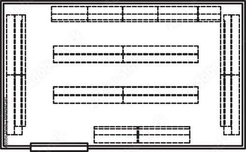 A detailed top-down view depicts a well-organized storage room, designed with optimal use of space for efficiency.