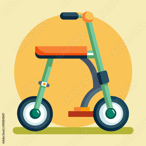 Green Knee Walker with Orange Seat and Wheels