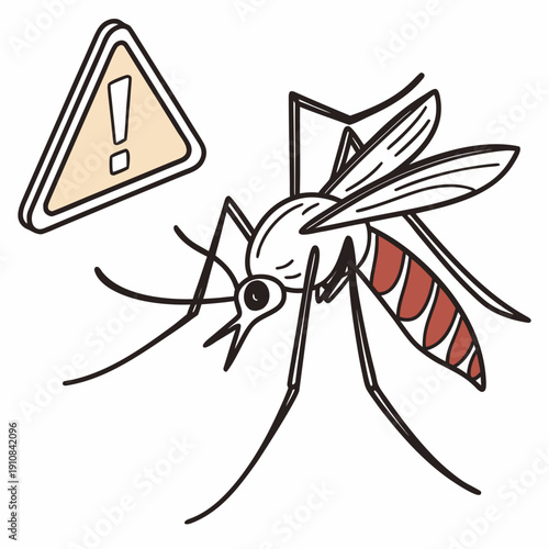 Mosquito with Warning Sign Illustration