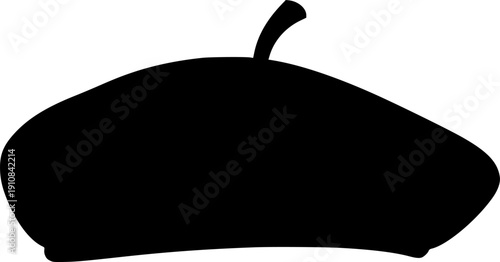 Beret hat vector black silhouette print design
