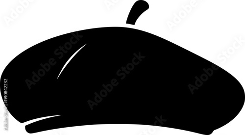 Beret hat vector black silhouette print design
