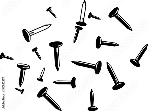 Screws bundle vector black silhouette print design
