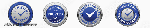 Verified trust badge and quality assurance icon set,