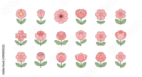 Seamless pattern of pink tulips with leaves in a soft floral spring style