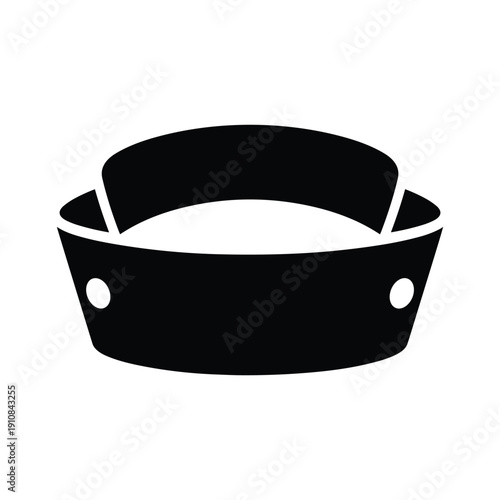 Modern black leather dog collar with metal buckle
