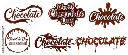 Chocolate day designs with brown dripping chocolate text