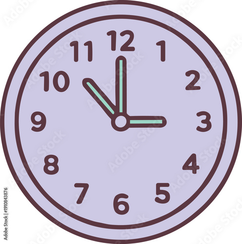 Minimal wall clock illustration showing accurate time, punctual schedule, daily routine, time management, and productivity concept for education and work