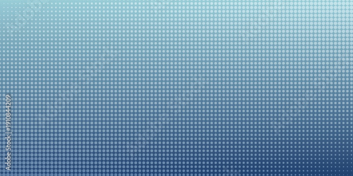Abstract dotted halftone texture fading from white to teal and deep blue in vertical gradient