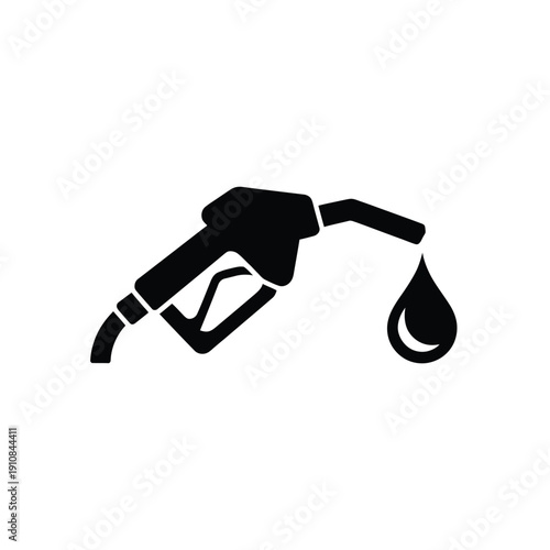 Simple black silhouette of a fuel nozzle dispensing liquid gas