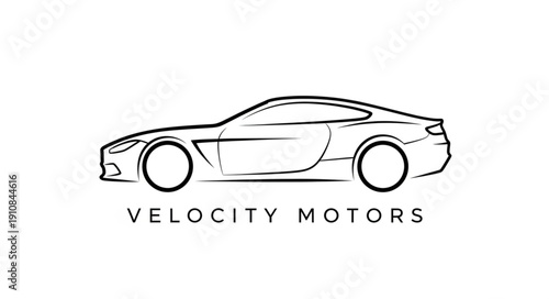 Sports Car Line Art Illustration.