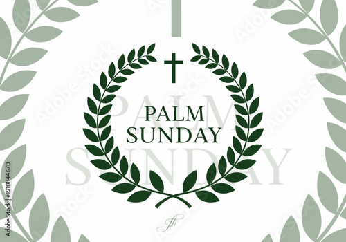 Palm sunday wreath and cross graphic