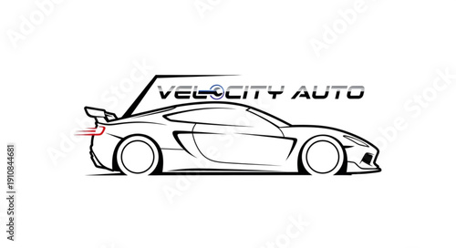 Sports Car Line Art Illustration.