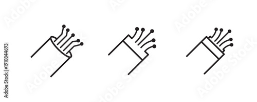 Fiber optic cable icon thin flat outline style vector sign