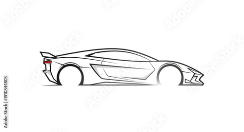 Sports Car Line Drawing Illustration.