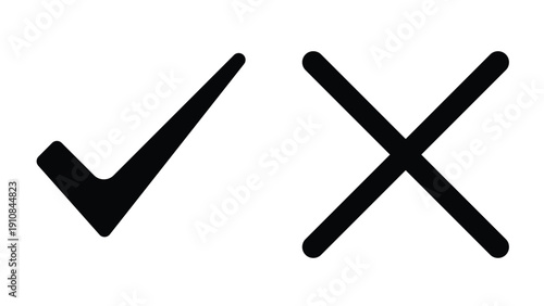 Check and Cross Icons Pair Vector for Form Controls Surveys and User Interface Validation