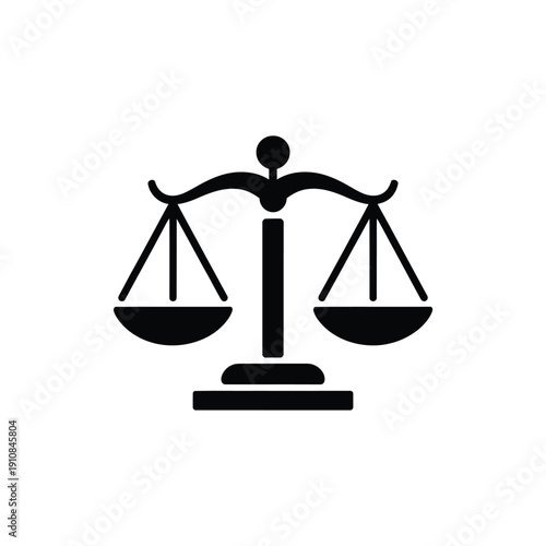 Simple black silhouette of scales of justice symbolizing law and fairness