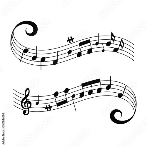 Musical notation featuring treble clef notes and rhythmic values