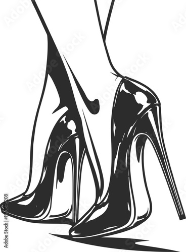 Elegant High Heels Fashion Illustration Glamour Style Art.
