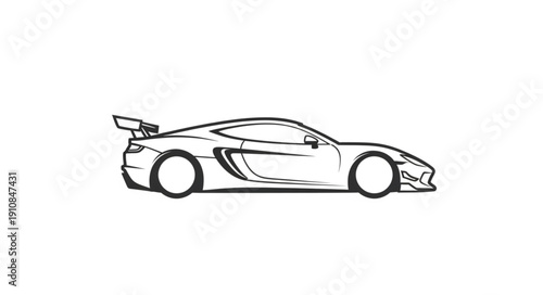 Sports Car Side View Illustration.