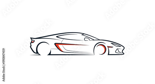 Sports Car Side View Illustration.
