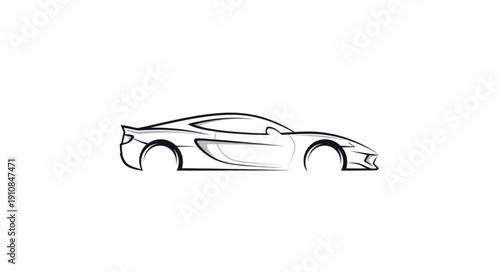 Sports Car Side View Illustration.