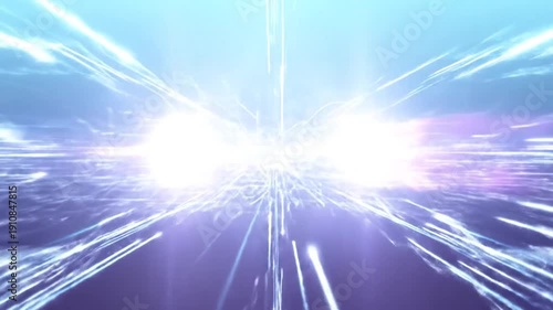 Abstract Technology Background with Glowing Lines and Data Flow.