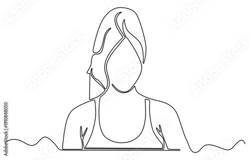 Meditating woman in lotus yoga pose. Continuous one line drawing. Vector illustration. 