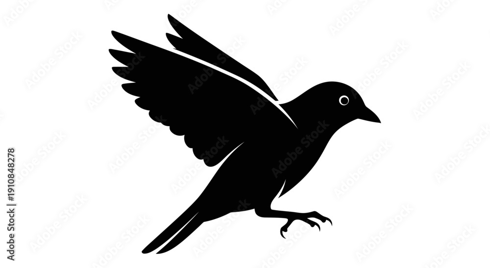 Obraz premium Silhouette of a Bird in Mid Flight Symbolizing Freedom and Nature