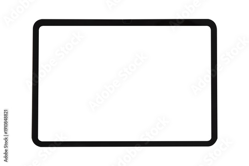 Digital tablet mockup with blank white screen isolated on white background.Modern tablet computer frame with empty screen for design or advertisement.