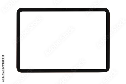 Digital tablet mockup with blank white screen isolated on white background.Modern tablet computer frame with empty screen for design or advertisement.