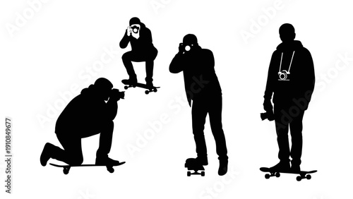 A diverse group of business people silhouettes and family members walking together in a black vector art illustration featuring men, women, children, and a large crowd of shadows