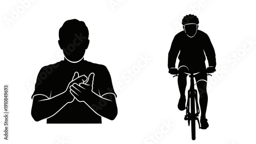 Vector illustration of a standing businessman in a black suit and a fashionably dressed woman walking as a couple silhouette