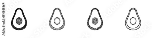Sketch avocado icon design set
