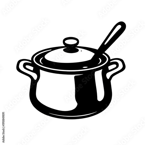 pot, cookingpot, cookware, kitchenware, utensil, silhouette, vector, illustration, icon, food, cooking, boiling, stew, soup, broth, meal, cuisine, culinary, chef, restaurant, cafe, home, domestic, met