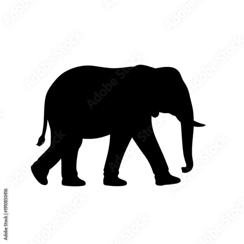 Powerful Elephant Silhouette Illustration: Detailed Black Vector Outline of a Large Safari Animal, Ideal for Logo Design, Endangered Species Awareness, and Nature Themes Backgrounds
