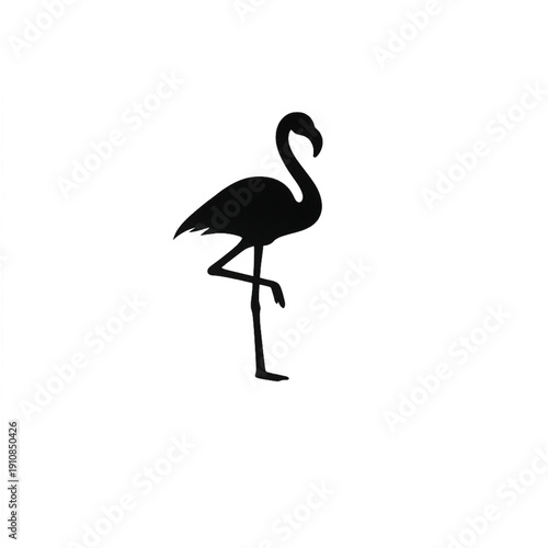 Elegant Black Flamingo Silhouette Icon Design: Isolated Minimalist Vector Art of a Tropical Bird in Stork Pose Against a Dark, Graded Background for Branding and Modern Decoration