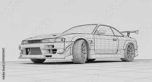Stylized sketch of a performance sports car.