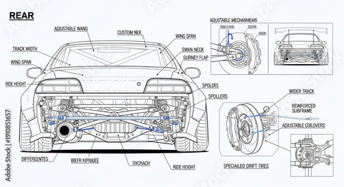 Technical Diagram of Car Rear Section.