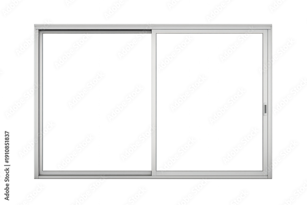 Obraz premium Realistic sliding glass door or window with a white frame, transparent background, architectural element for building design