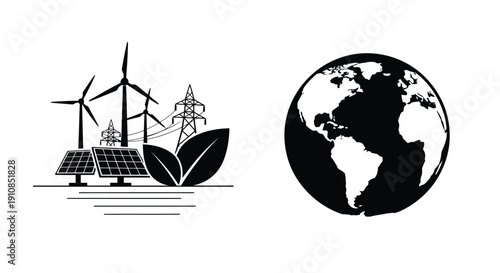 Sustainable energy sources protect the earth wind solar and green initiatives