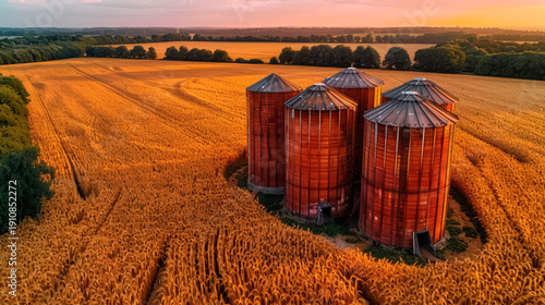 Wallpaper Mural Aerial view of Silos in a barley field Torontodigital.ca