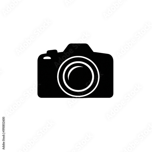 Modern Minimalist Black Digital Camera Silhouette Icon on Dark Gradient Background – Perfect Vector Symbol for Photography Apps, Web Design, Media Concepts, and Technology Logos.